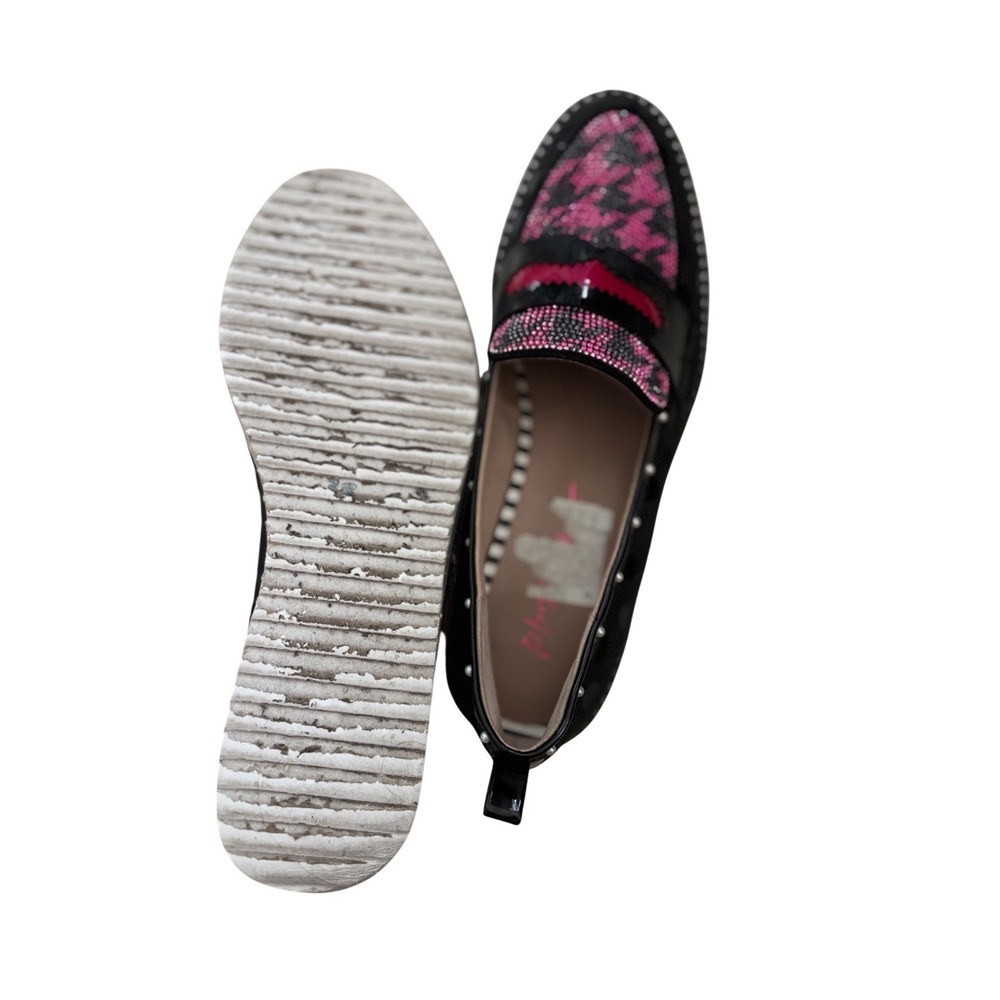 Betsey Johnson Maxton Pink Rhinestone Houndstooth Platform Loafers MAXT01S5 8.5M - Picture 8 of 8